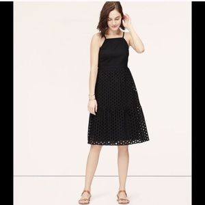 Loft Black Eyelet Midi Dress